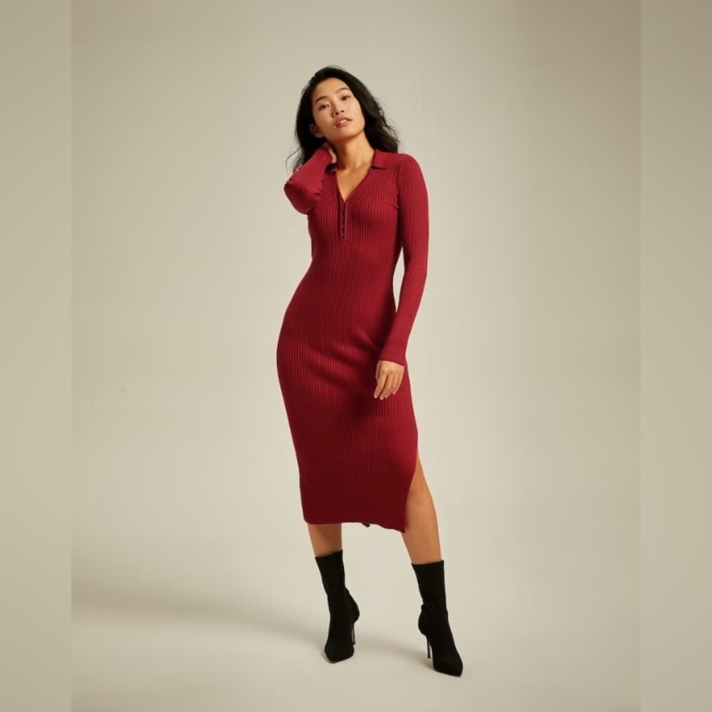 Abercrombie & Fitch Burgundy Midi Dress